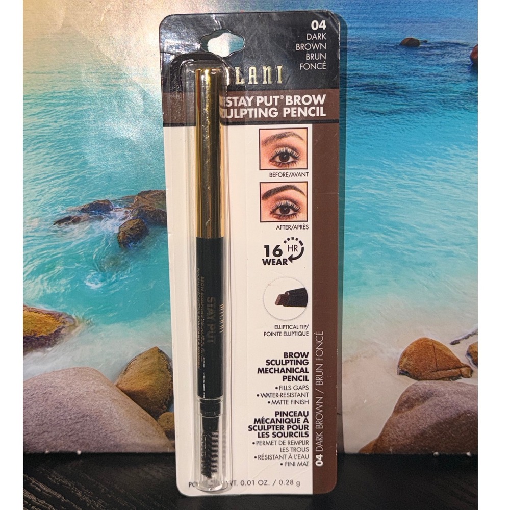Milani Stay Put Brow Sculpting Mechanical Pencil 04 Dark Brown 16HR Wear NEW